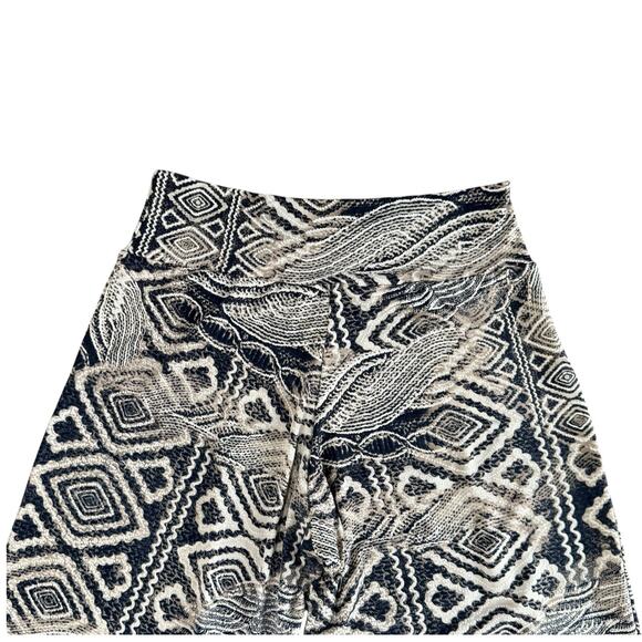 Clara Sun Woo Palazzo Pants Women S Navy Abstract Artsy Wide Leg Slinky Funky - Picture 8 of 8